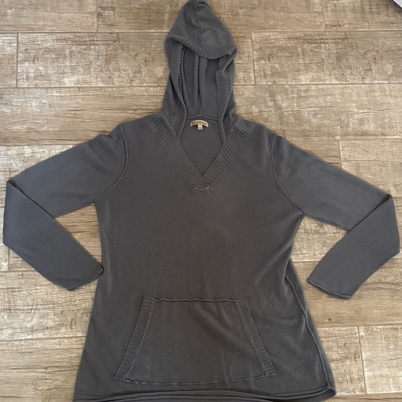 Democracy Women's Charcoal V-Neck Hooded Sweater. 100% acrylic - Picture 2 of 4